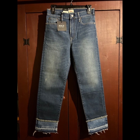 Able Elena Skinny Straight Leg Released Hem Ankle Denim Jeans Size 26 - NWT - Picture 2 of 16